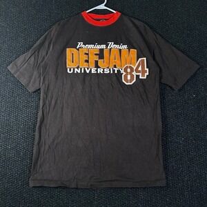 Vintage Def Jam University 84 Brown Graphic T Shirt Men's Size M Short Sleeve